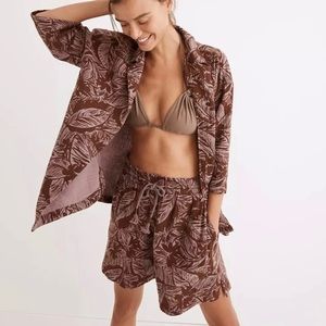 Madewell Brown Leaf Print Swim Coverup